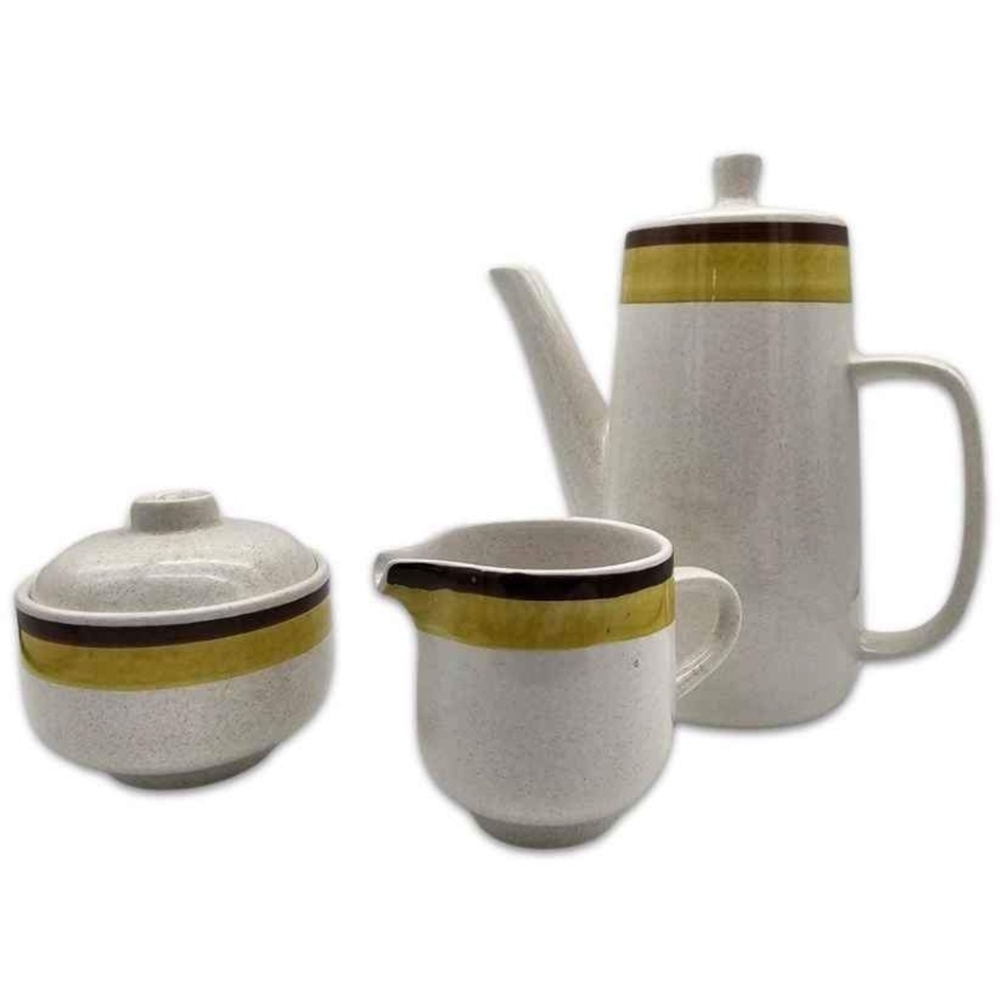 Vintage 70's NuStone Teapot, Creamer, and Sugar Bowl Set